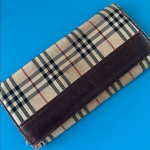 Burberry Nova Check Long Wallet brown rehab lots of wear
